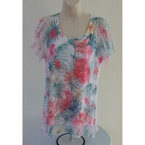 BRITTANY BLACK Women’s Lacy, Floral Print, Knit, Lined Tunic/Blouse-Sz L